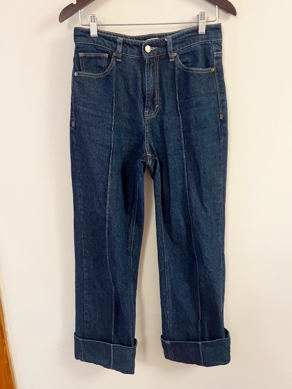 HABITUAL Pintuck Wide Leg Dark Wash Jean Pants Women's Size 27/4